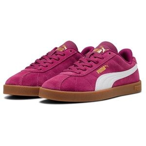 Puma Club II Jr Sneaker Suede Berry White Kids Girls Size 4.5